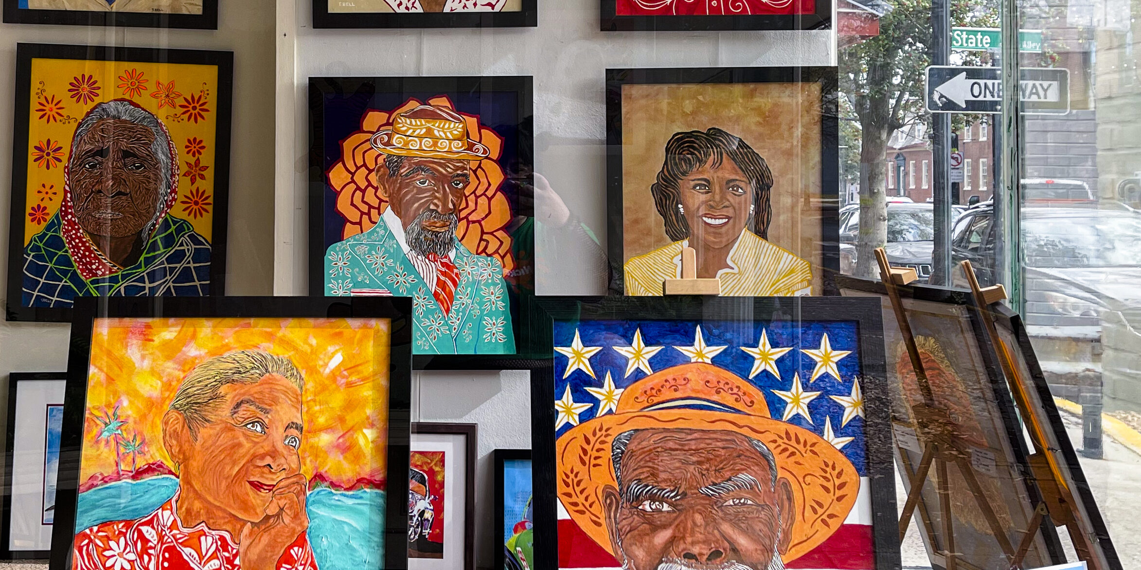 artsculturedistricts Paintings in the window of the Dover Art League